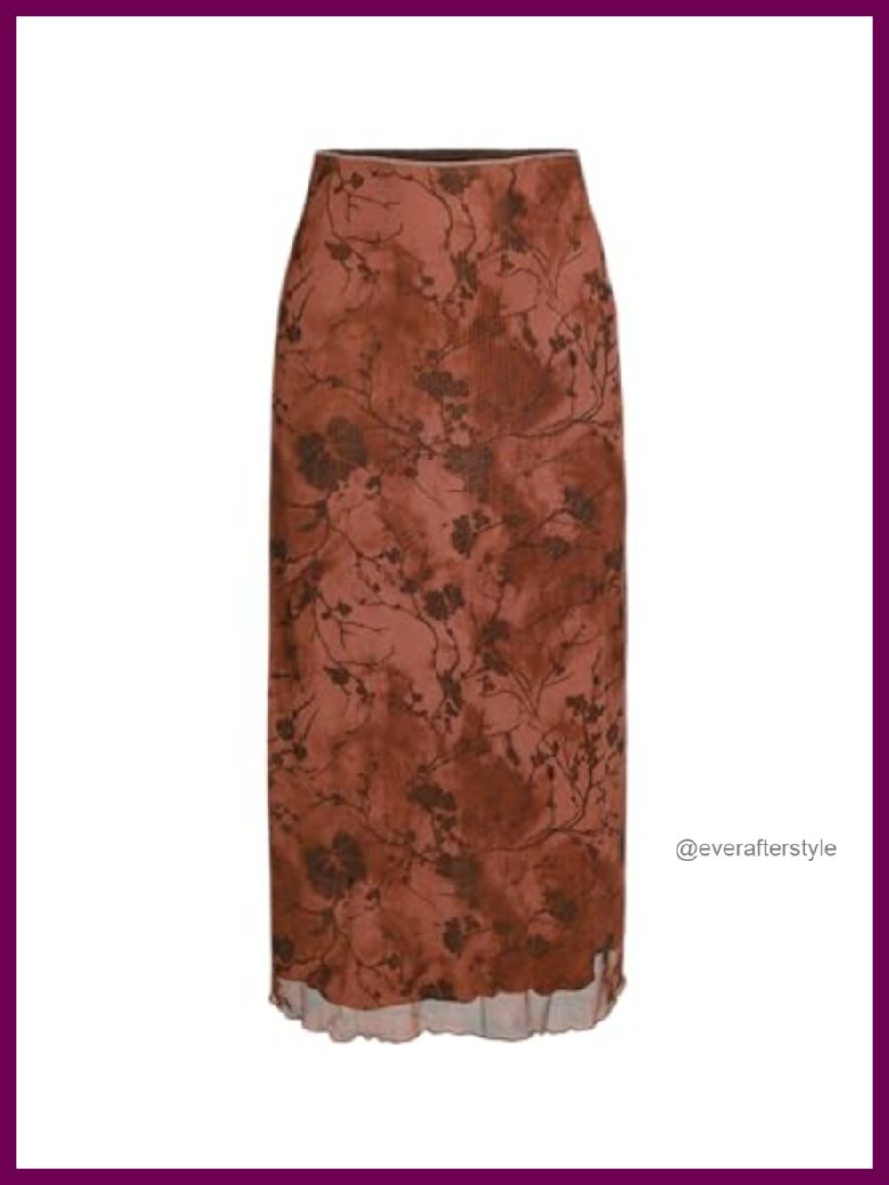 Mesh Floral Midi Skirt High Waist Stretch Polyester Spandex Boho